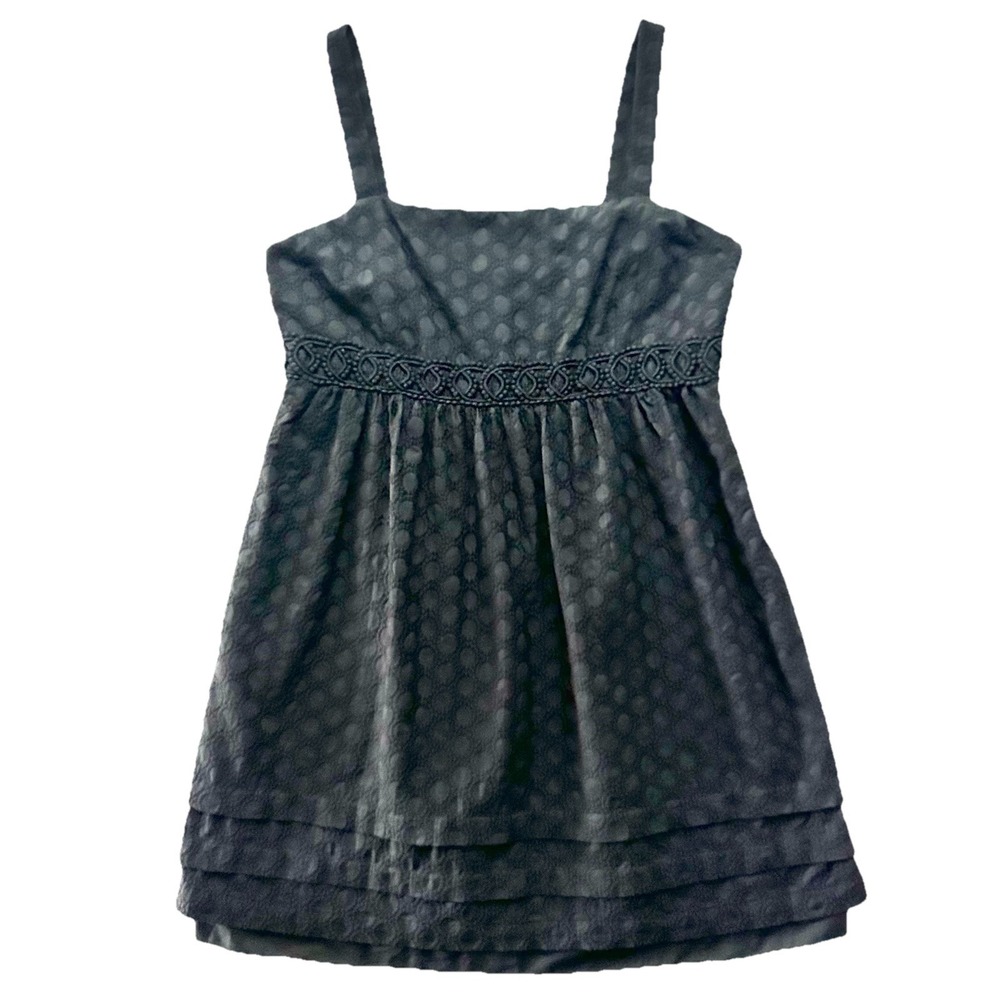 Juicy Couture Y2K Tiered Babydoll Dress Sz 8 Empire Waist Polka Dot Square Neck